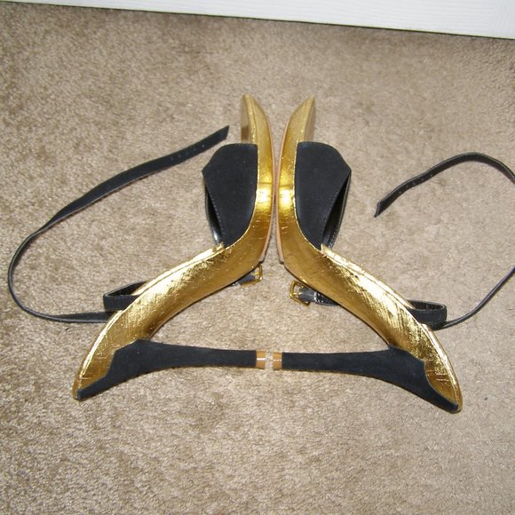 New In Box Sexy Suede Black & Gold Luichiny Heels size 8 - Picture 9 of 15